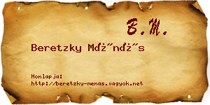 Beretzky Ménás névjegykártya